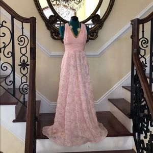 Aidan Mattox Pink Rosette Gown